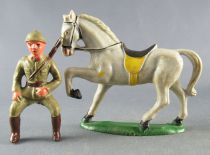 Starlux - French Cavalry - Series 53 - French Rifle on back (khaki) grey trotting horse (réf 408)