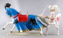 Starlux - Middle-age - 63 Series - ref 6204 (hg) - Mounted Ivanhoe white galloping horse with blue jousting robe