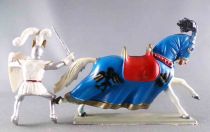 Starlux - Middle-age - 63 Series - ref 6204 (hg) - Mounted Ivanhoe white galloping horse with blue jousting robe