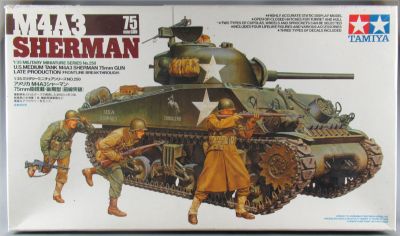 Tamiya 35250 WW2 US Medium Tank M4A3 Sherman 75mm Gun 1:35 Military ...