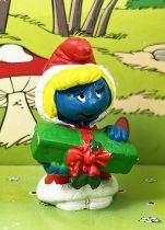 The Smurfs - Schleich - 20153 Christmas Smurfette with rectangular gift and long coat