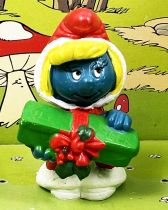 The Smurfs - Schleich - 20153 Christmas Smurfette with rectangular gift and long coat