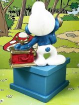 The Smurfs - Schleich - Smurf with phone \ Best Wishes\  (white base)