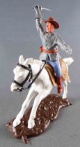 Timpo - Confederate 2nd séries (2 pieces head) - Mounted Right Arm Brandishing Saber White Galloping Horse