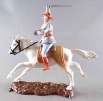 Timpo - Confederate 2nd séries (2 pieces head) - Mounted Right Arm Brandishing Saber White Galloping Horse