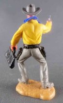 Timpo - Cow-Boys - 2nd Series - Footed Bank Robber with Bag & Pistol Yellow Shirt Grey Bent Legs