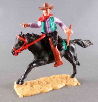 Timpo - Cow-Boys - 2nd Series - Mouted Pointing Winchester Lilac Shirt Brown Legs Black Galloping Horse