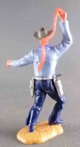 Timpo - Cow-Boys - 3rd Series - Footed Right Arm Raised (Whip) Light Blue Shirt Royal Blue Advancing Legs