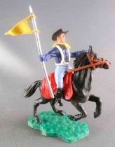 Timpo - Us cavalery (Federate) 1st séries - Mounted Standard Bearer Black Rearing Uping Horse Green Base