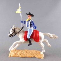 Timpo - Us cavalery (Federate) 1st séries - Mounted Standard Bearer White galloping (Long) Horse Sand Base