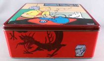 Tintin - Delacre Tin Cookie Box (Square) - Tintin Drinking Tea The Blue Lotus