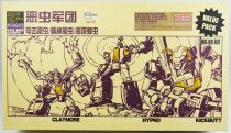 Transformers Masterpiece - BadCube - Evil Bug Corps : Claymore, Hypno, Kickbutt (Insecticons Ransack, Bombshell, Shrapnel)